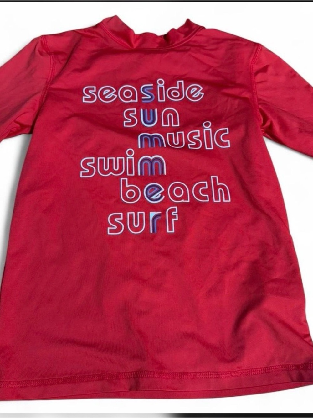Cat & Jack Red Kids Rash Guard with Seaside Graphic